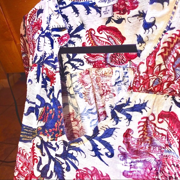LUCKY BRAND S/S Floral Boho Peasant Style Top Sz S - Picture 7 of 8